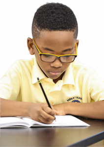 Student working at his desk